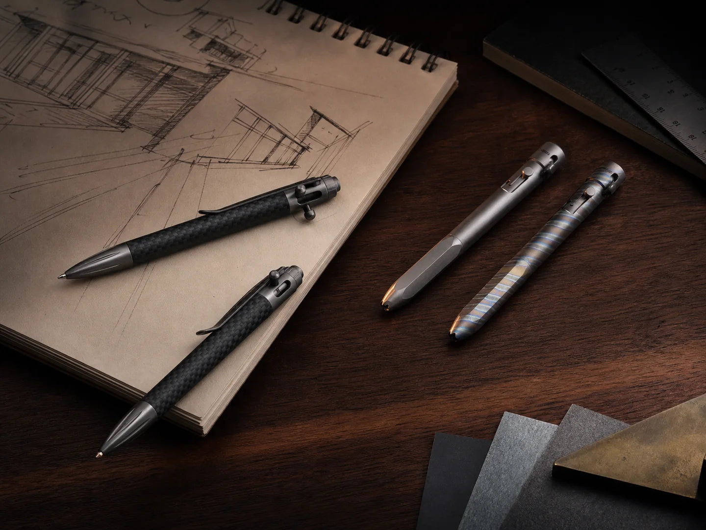 Titanium and carbon-fiber bolt-action pens