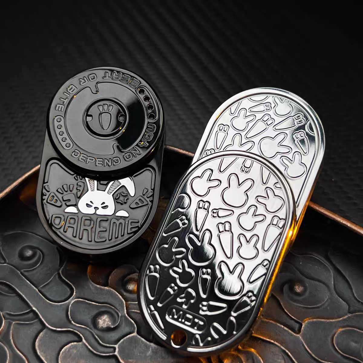 Fidget Slider Stainless Steel Rabbit Sound Feedback - 91g CNC Ding EDC Stress Relief Collectible