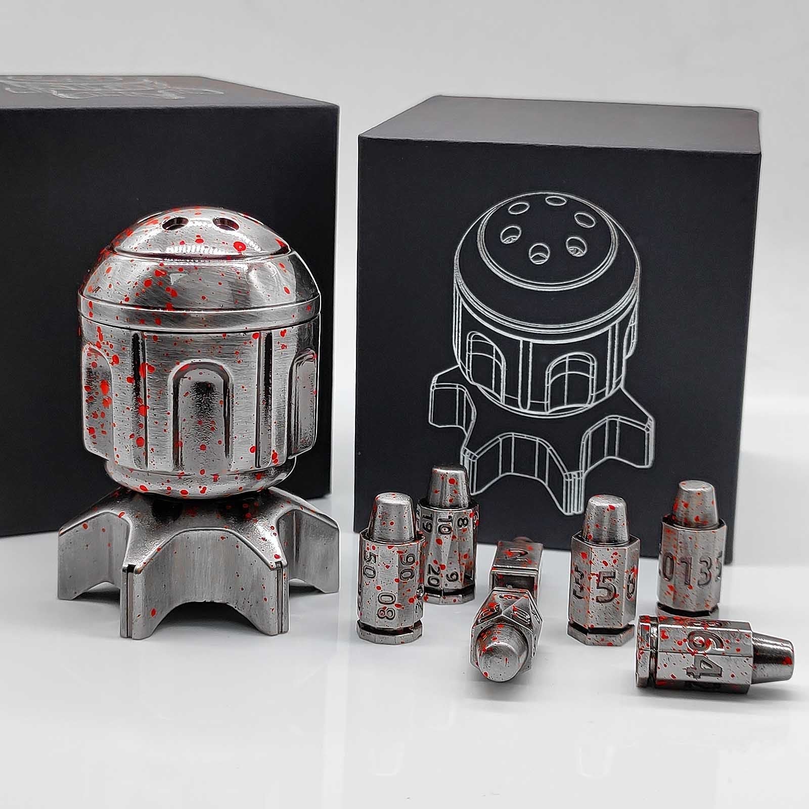 RocketDice Rotating Metal Dice Set - Zinc Alloy Bullet-Inspired EDC Fidget