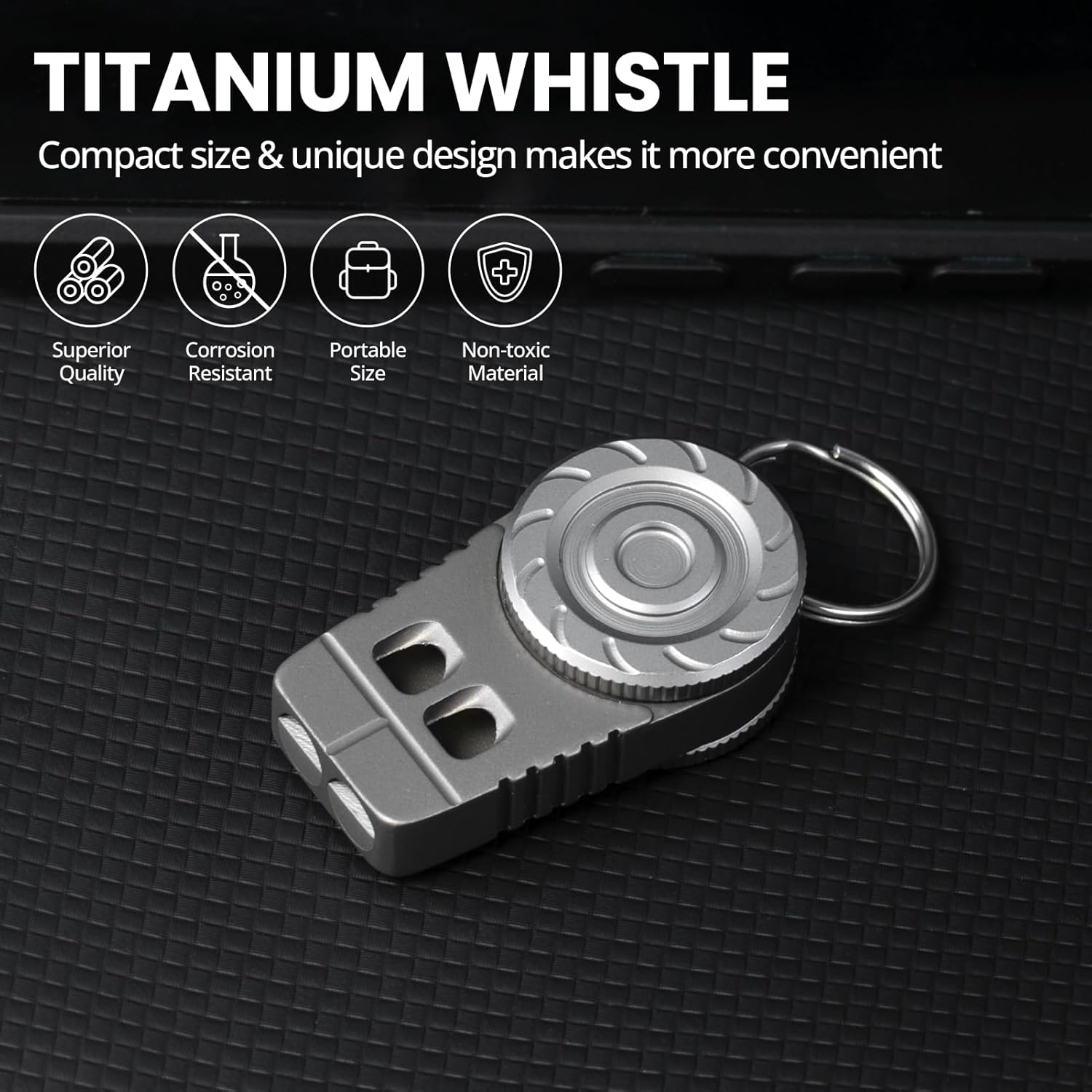 SonicSpinner Titanium Emergency Whistle - 120dB Survival Whistle with Fidget Spinner