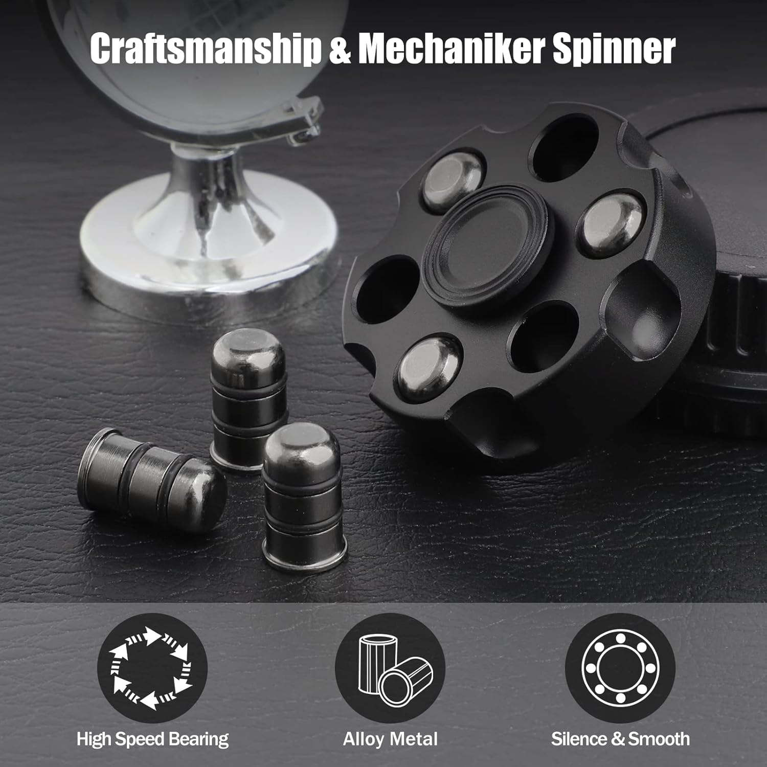 Spin Chamber Revolver Fidget Spinner - Metal EDC Stress Relief Toy