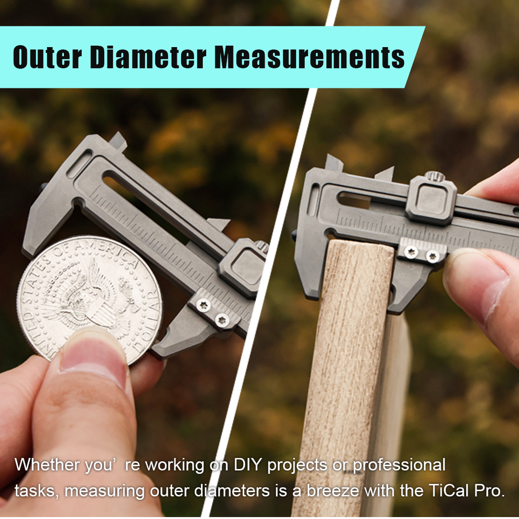 TiCal Pro GR5 Titanium Mini Caliper - 9-in-1 Multi-Function EDC Measurement Tool