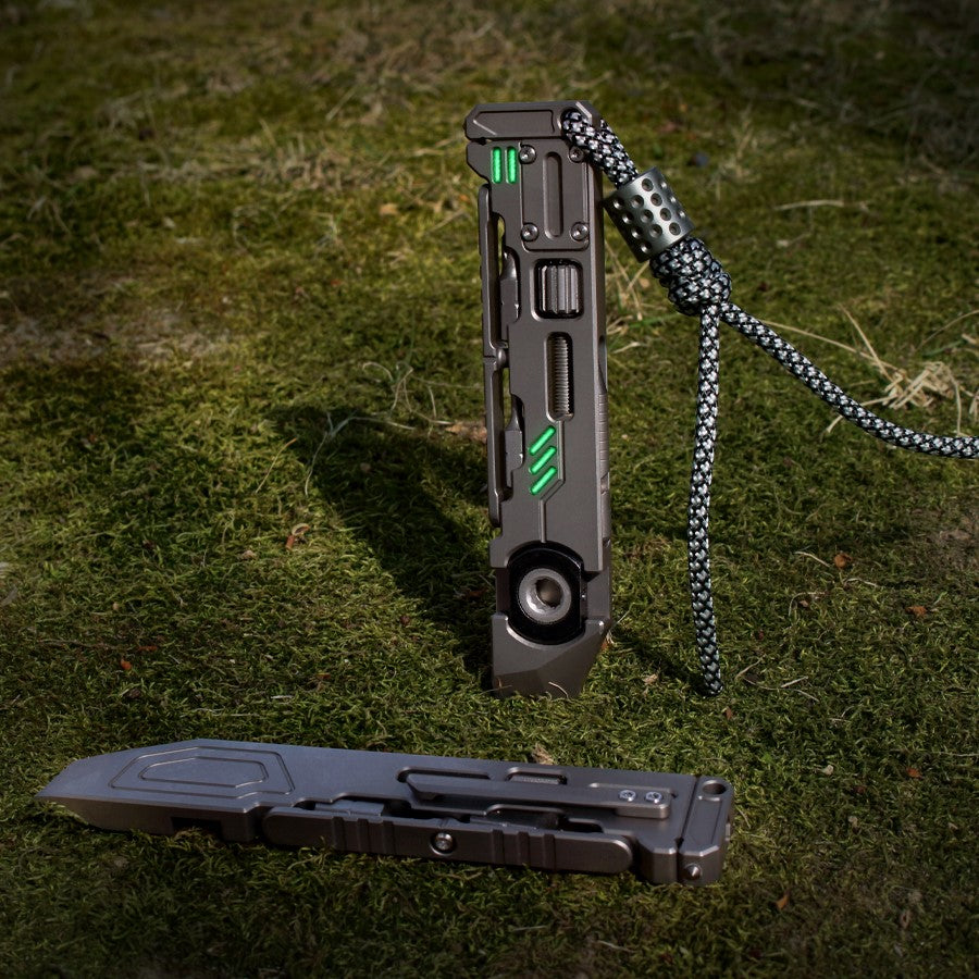 PryMax 2.0 Titanium All-in-1 Multi-Function Pry Bar - GR5 with 12 Tools & 5 Tritium Slots EDC