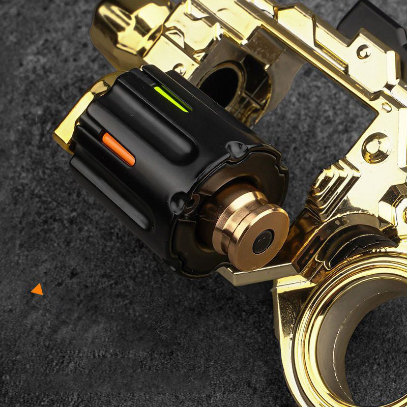 Pocket Flash Alloy Revolver Toy Gun - LED Light Metal EDC Fidget with Soft Darts