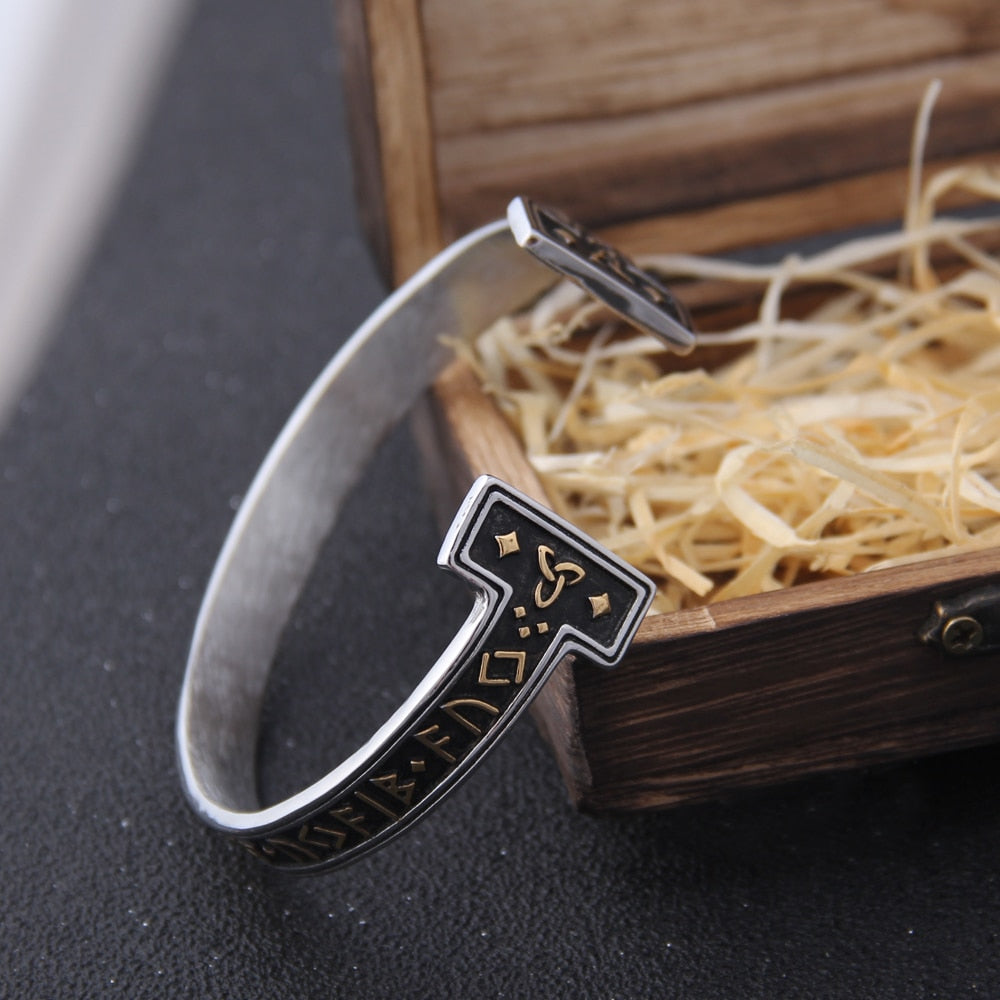 Viking Bracelet – Ancient Rune Cuff Norse Gothic Biker Statement Bangle