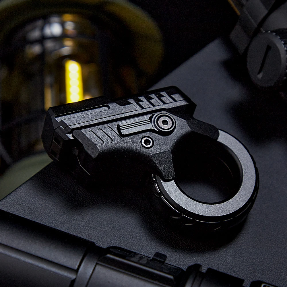 Mini Marksman Titanium Magnetic Fidget Toy - Metal with Pop Push Press, Slider & Ratchet Ring