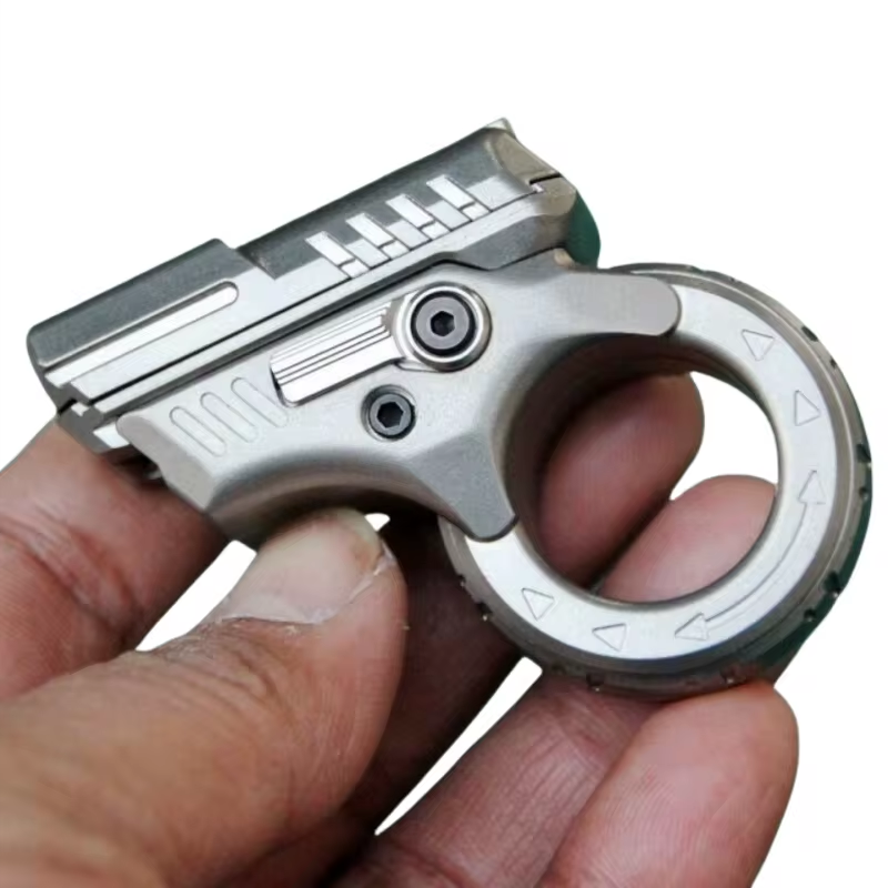 Mini Marksman Titanium Magnetic Fidget Toy - Metal with Pop Push Press, Slider & Ratchet Ring