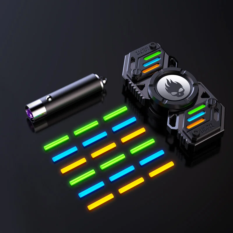 Fidget Spinner Metal Glow in the Dark Skull UFO - CosmoGlow Stainless Steel R188 Bearing EDC