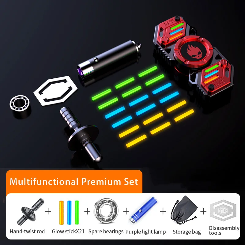 Fidget Spinner Metal Glow in the Dark Skull UFO - CosmoGlow Stainless Steel R188 Bearing EDC