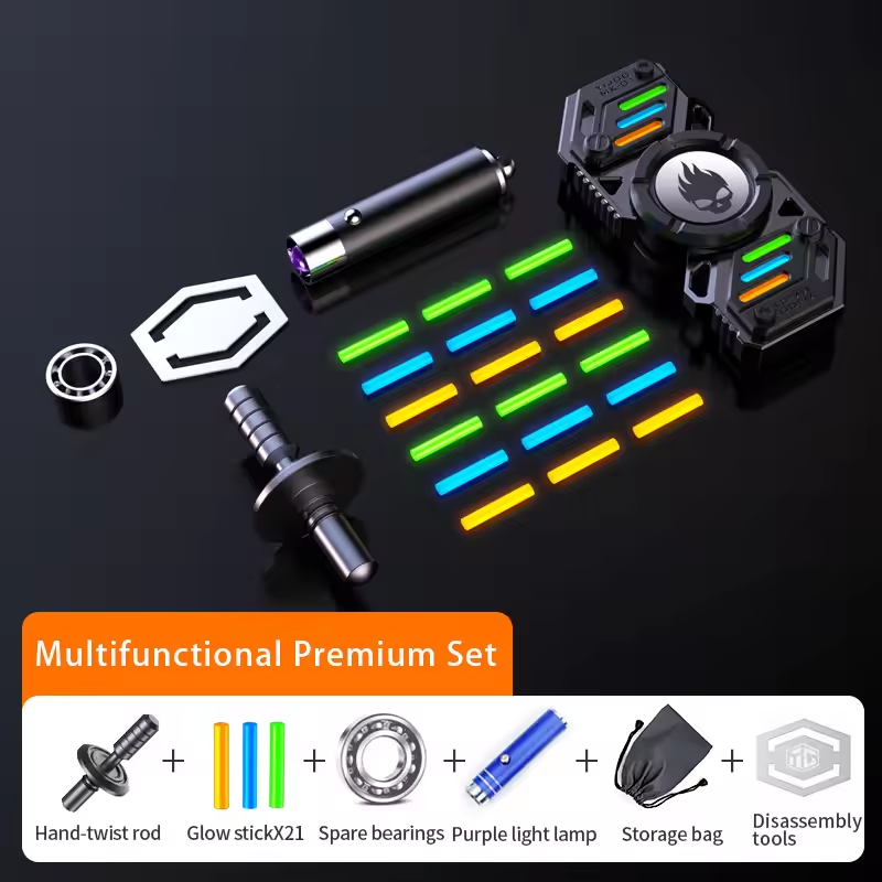 Fidget Spinner Metal Glow in the Dark Skull UFO - CosmoGlow Stainless Steel R188 Bearing EDC