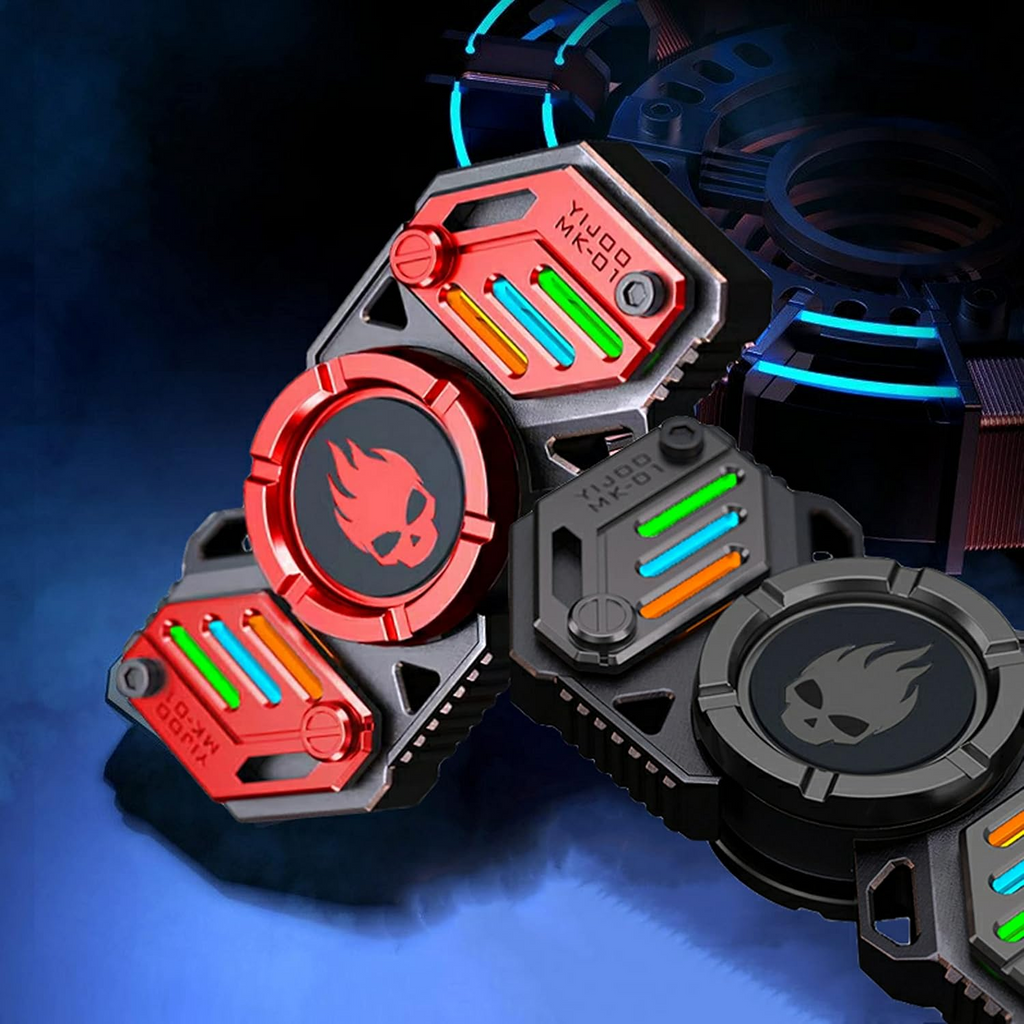 Fidget Spinner Metal Glow in the Dark Skull UFO - CosmoGlow Stainless Steel R188 Bearing EDC