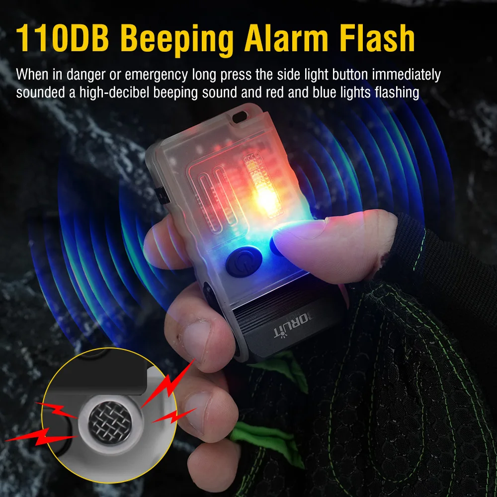 EDC Flashlight 1200 Lumens Emergency Buzzer UV Red Light IP67 Waterproof Magnetic