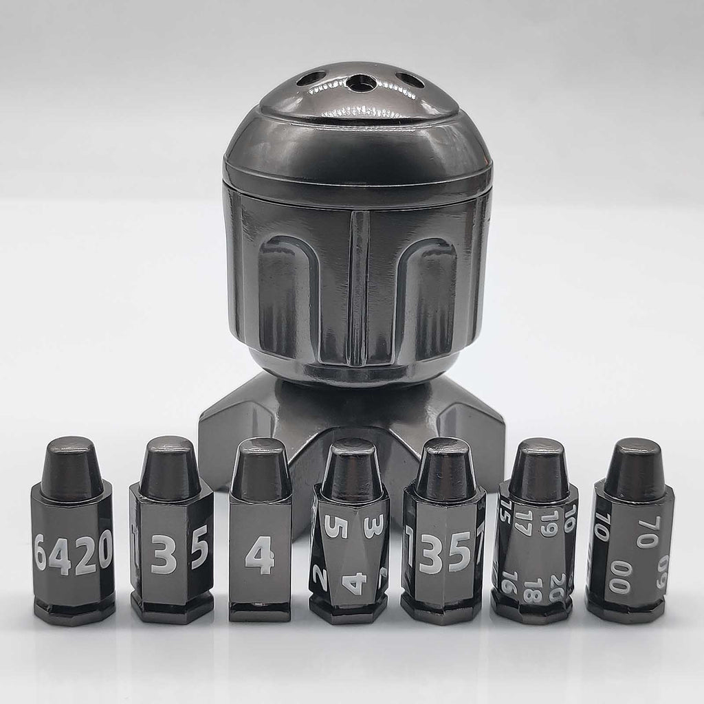 RocketDice Rotating Metal Dice Set - Zinc Alloy Bullet-Inspired EDC Fidget