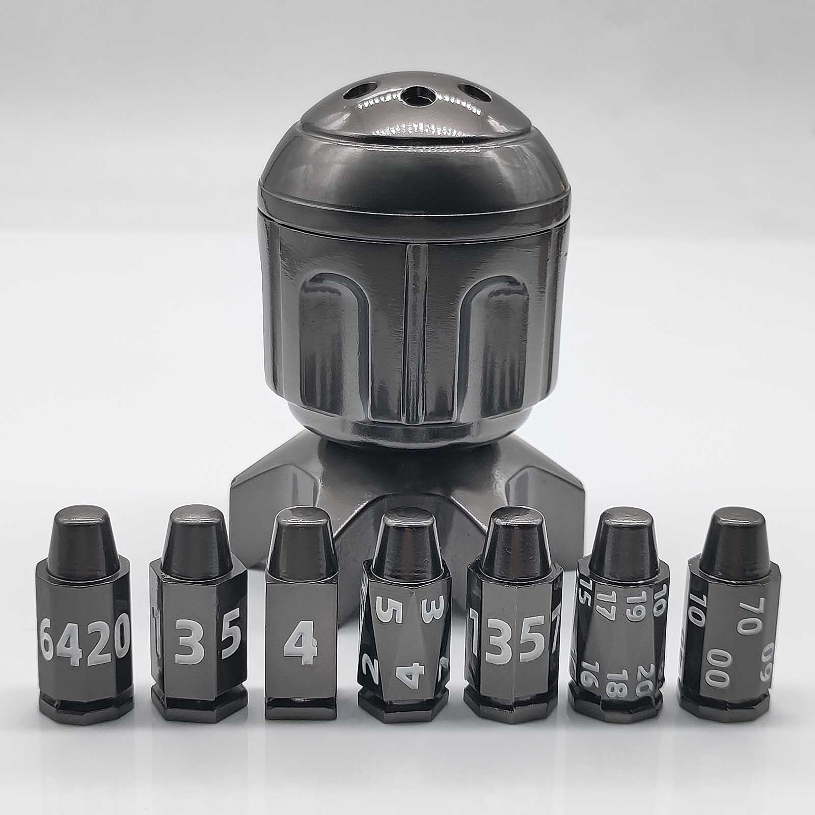 RocketDice Rotating Metal Dice Set - Zinc Alloy Bullet-Inspired EDC Fidget