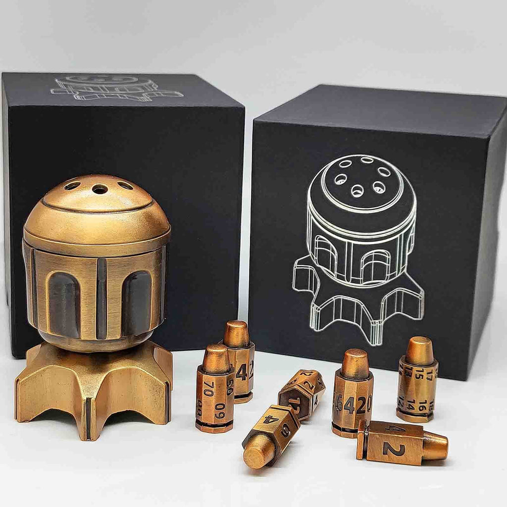 RocketDice Rotating Metal Dice Set - Zinc Alloy Bullet-Inspired EDC Fidget