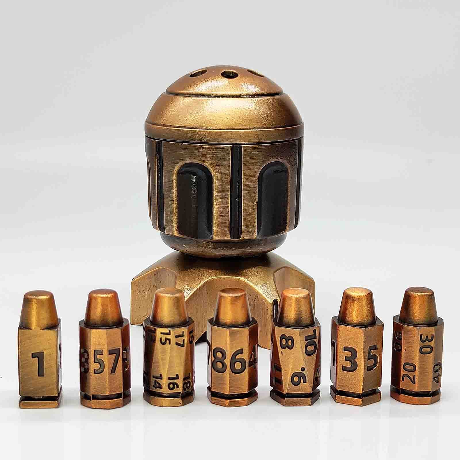 RocketDice Rotating Metal Dice Set - Zinc Alloy Bullet-Inspired EDC Fidget