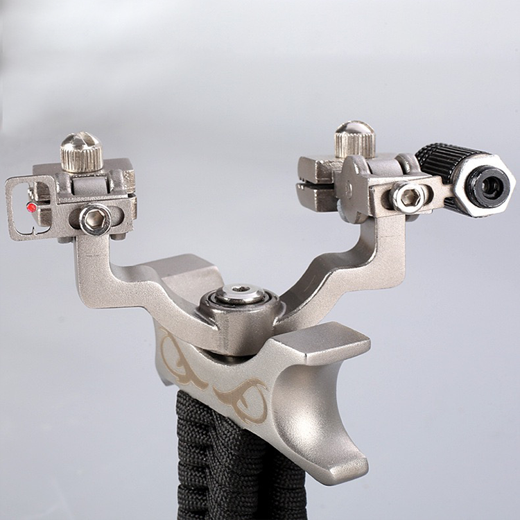 Hunting Slingshot – 360° Rotating Stainless Steel Slingshot with Fiber Optic & Laser Sight