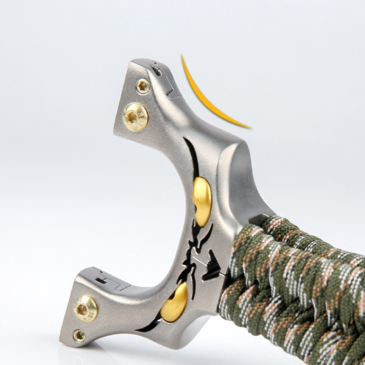 Powerful Slingshot – CNC Stainless Steel Paracord Handle with Fiber Optic Sight for Outdoor Shooting