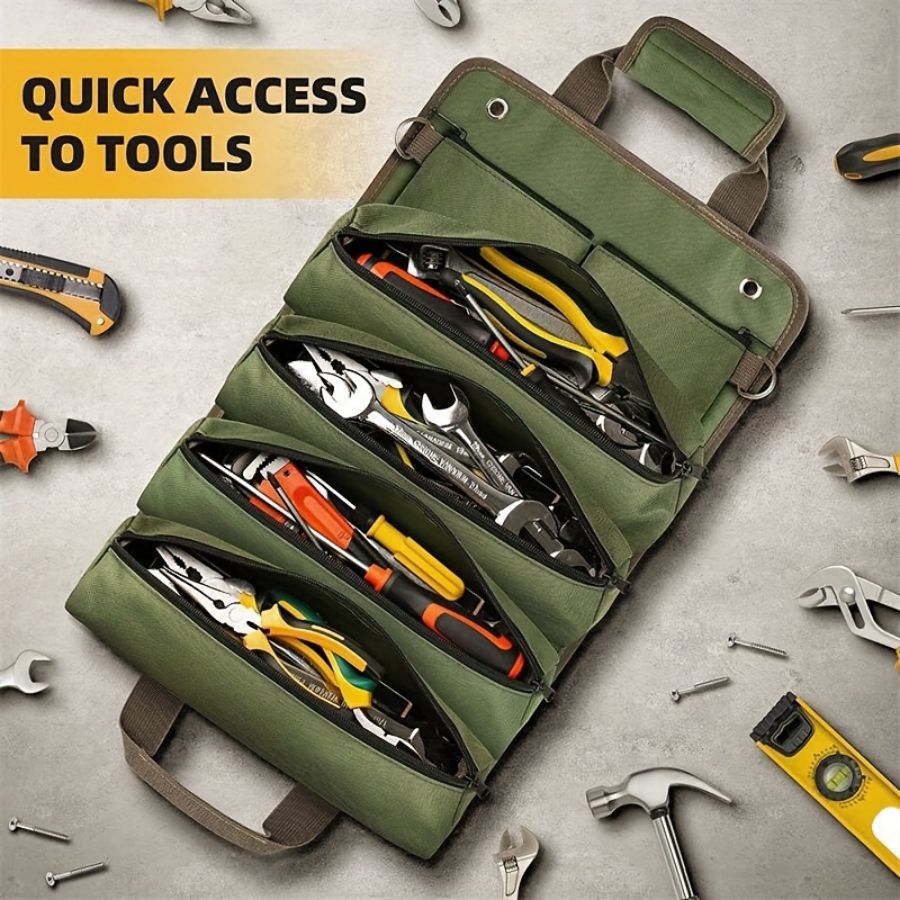 Multi-Functional Roll-Up Tool Organizer - Versatile Storage Bag for Tools & Hardware EDC