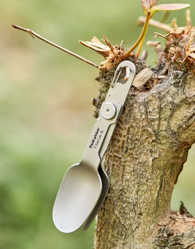 TrailTitan Foldable Titanium Cutlery Set - Ultra-Light Camping Utensils