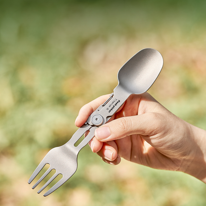 TrailTitan Foldable Titanium Cutlery Set - Ultra-Light Camping Utensils