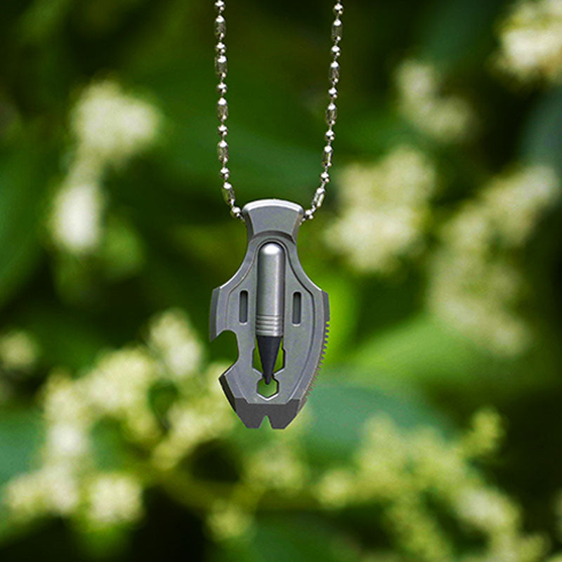 Flounder 1.0 Titanium EDC Pendant - Multi-Tool with Pen & Firestarter