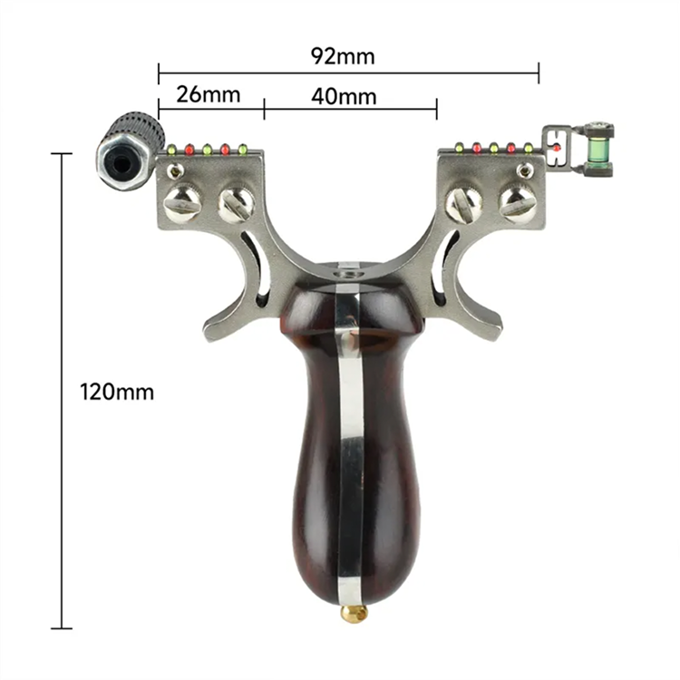 Hunting Slingshot – Stainless Steel Wood Handle Slingshot with Laser & Level Fiber Optic Sight