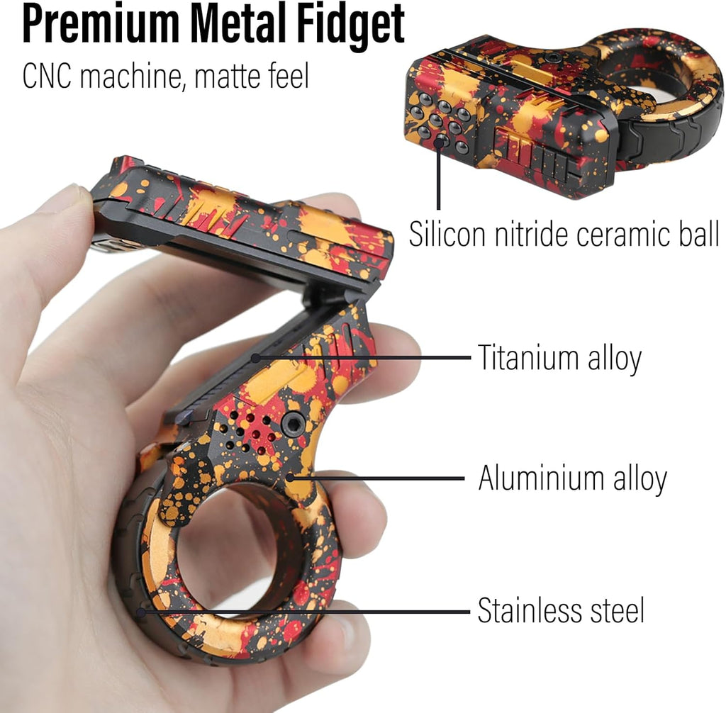 Mini Marksman Titanium Magnetic Fidget Toy - Metal with Pop Push Press, Slider & Ratchet Ring