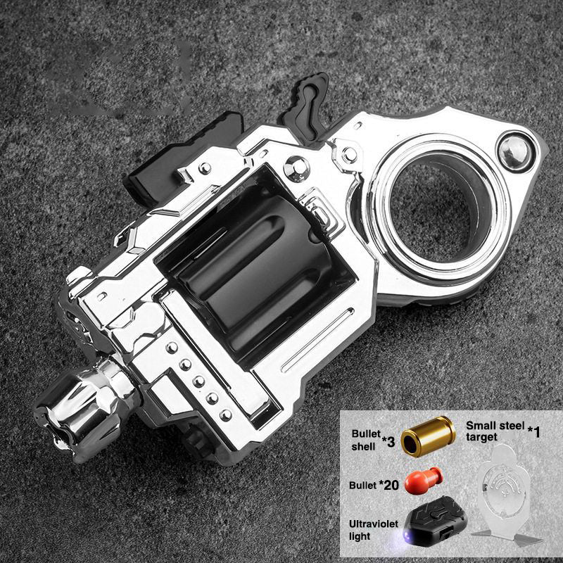 Pocket Flash Alloy Revolver Toy Gun - LED Light Metal EDC Fidget with Soft Darts