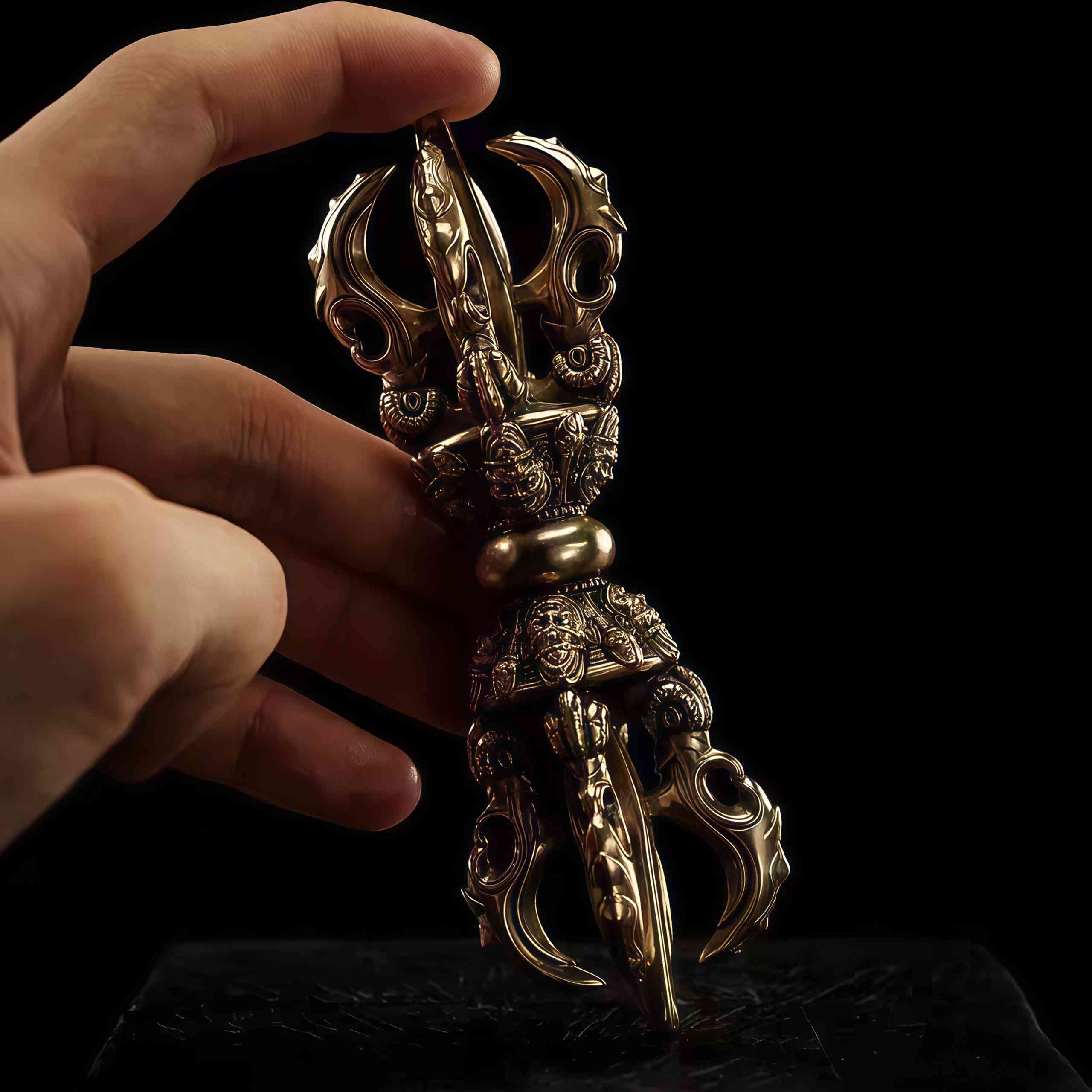 Pala Dynasty Five-Pronged Vajra - Wrathful Padmasambhava Bronze Replica