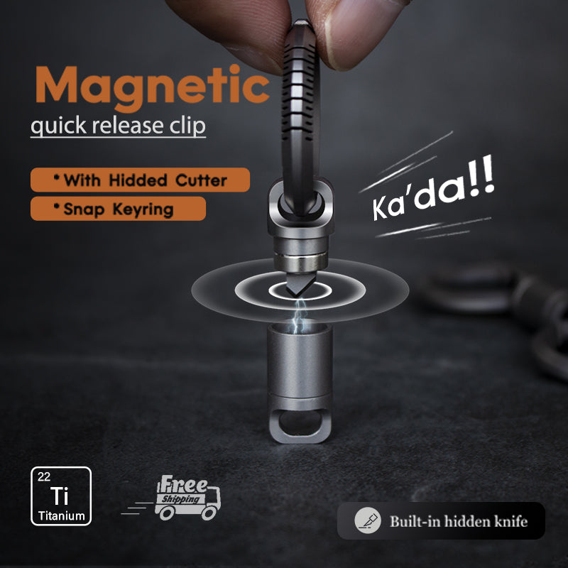 SnapCut Magnetic Titanium Quick-Release Keychain with Utility Cutter