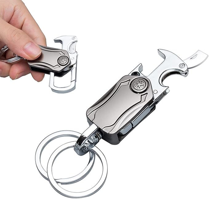 UniKey EDC Car Keychain Multi-Tool | Box Cutter, Fidget Spinner & Phone Stand