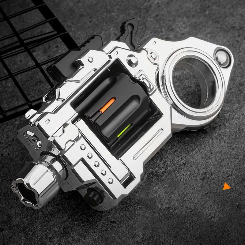 Pocket Flash Alloy Revolver Toy Gun - LED Light Metal EDC Fidget with Soft Darts