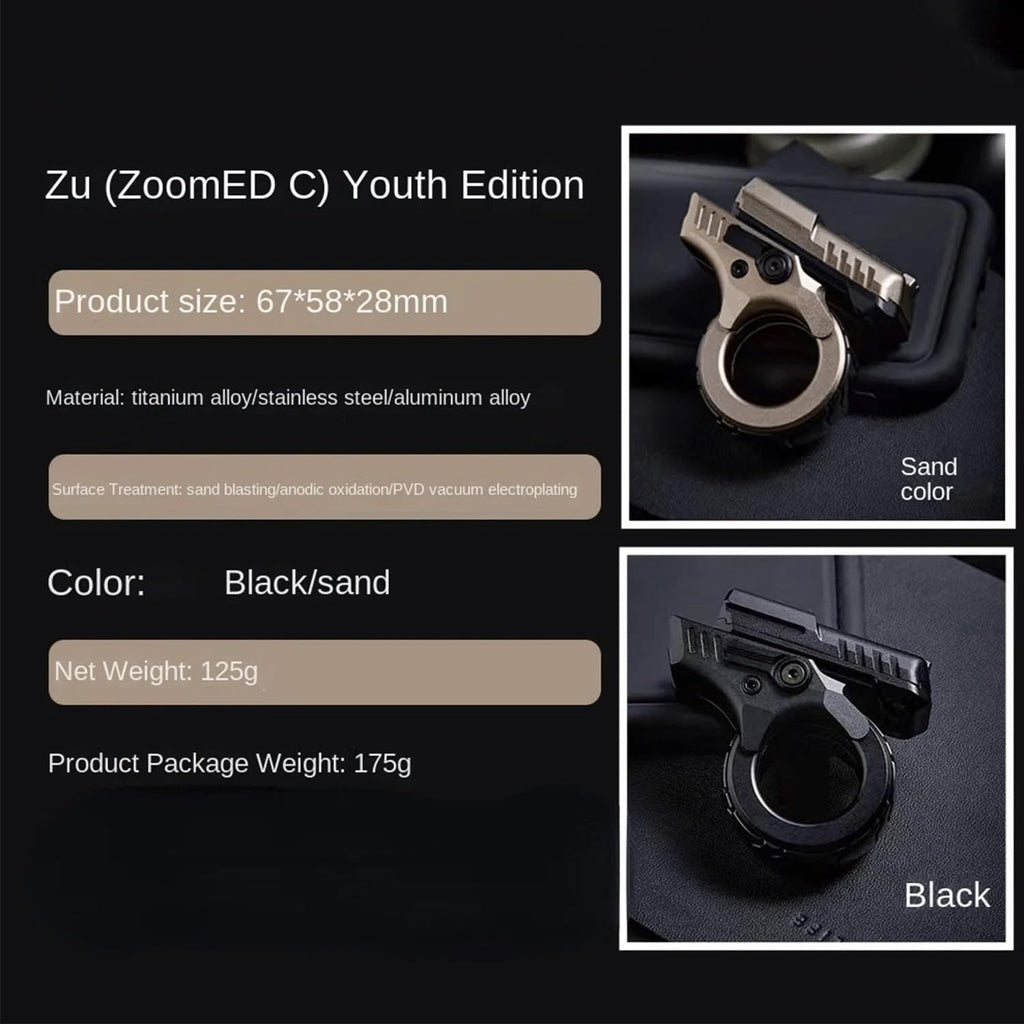 Mini Marksman Titanium Magnetic Fidget Toy - Metal with Pop Push Press, Slider & Ratchet Ring