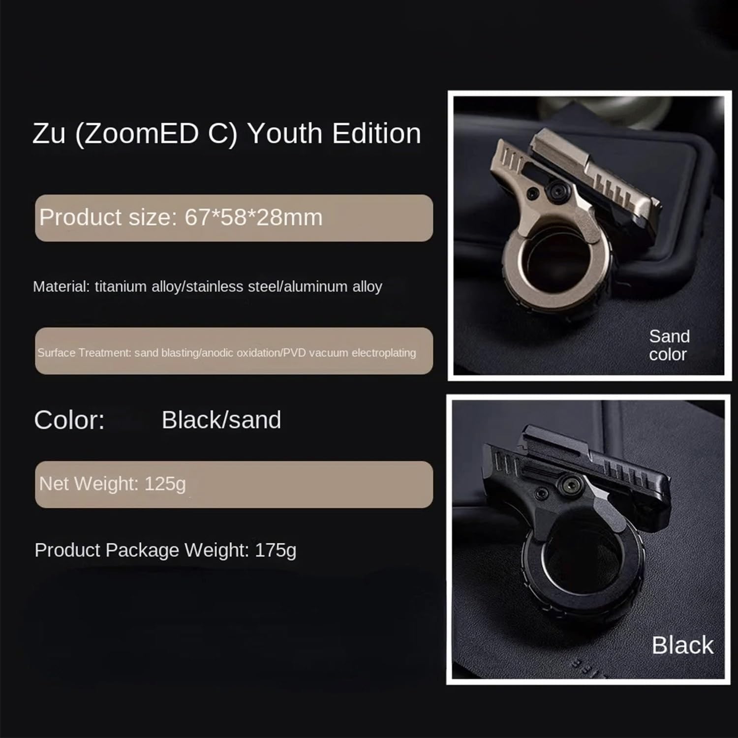 Mini Marksman Titanium Magnetic Fidget Toy - Metal with Pop Push Press, Slider & Ratchet Ring