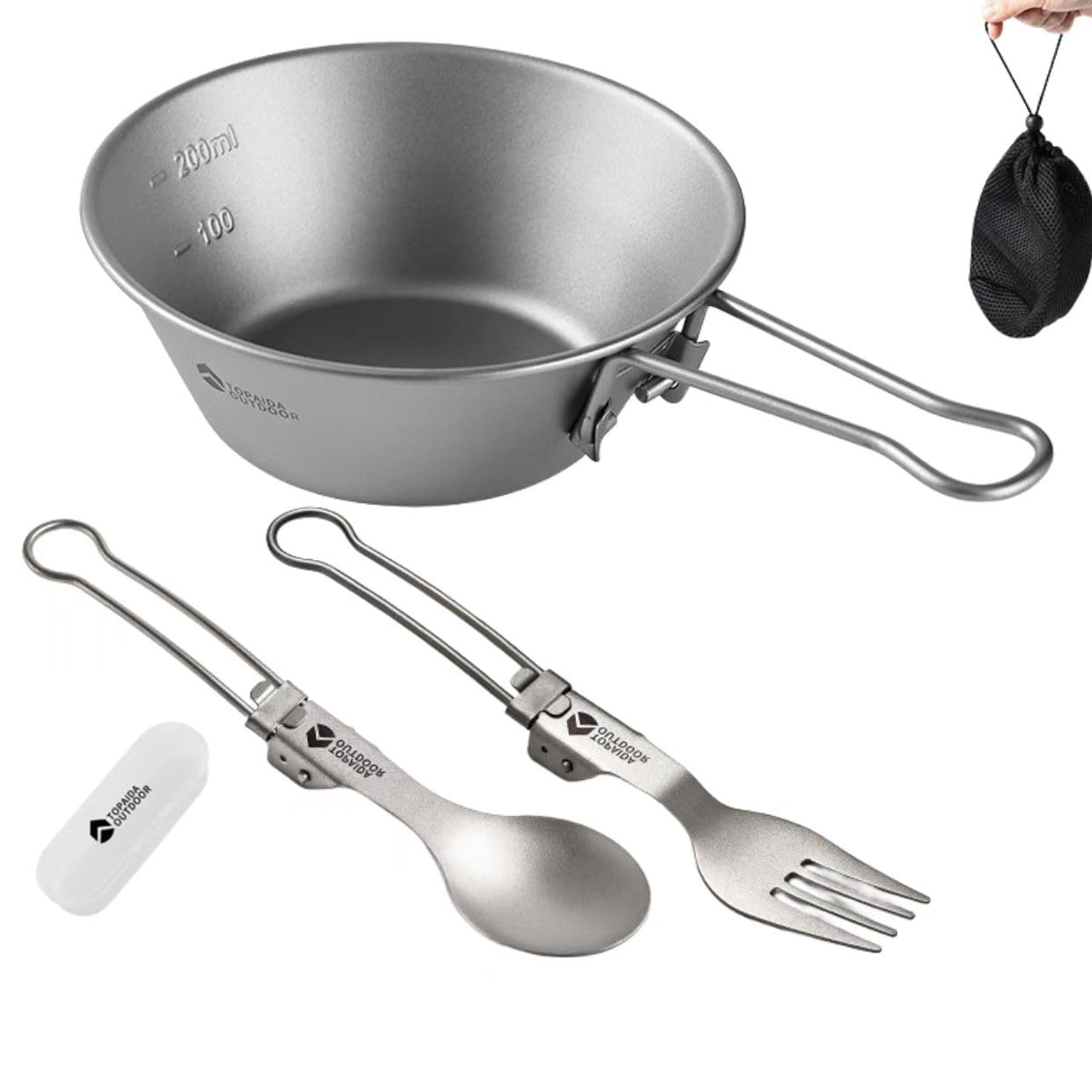 Featherlight Feast Ultralight Titanium Folding Utensil Set | Travel EDC Cutlery