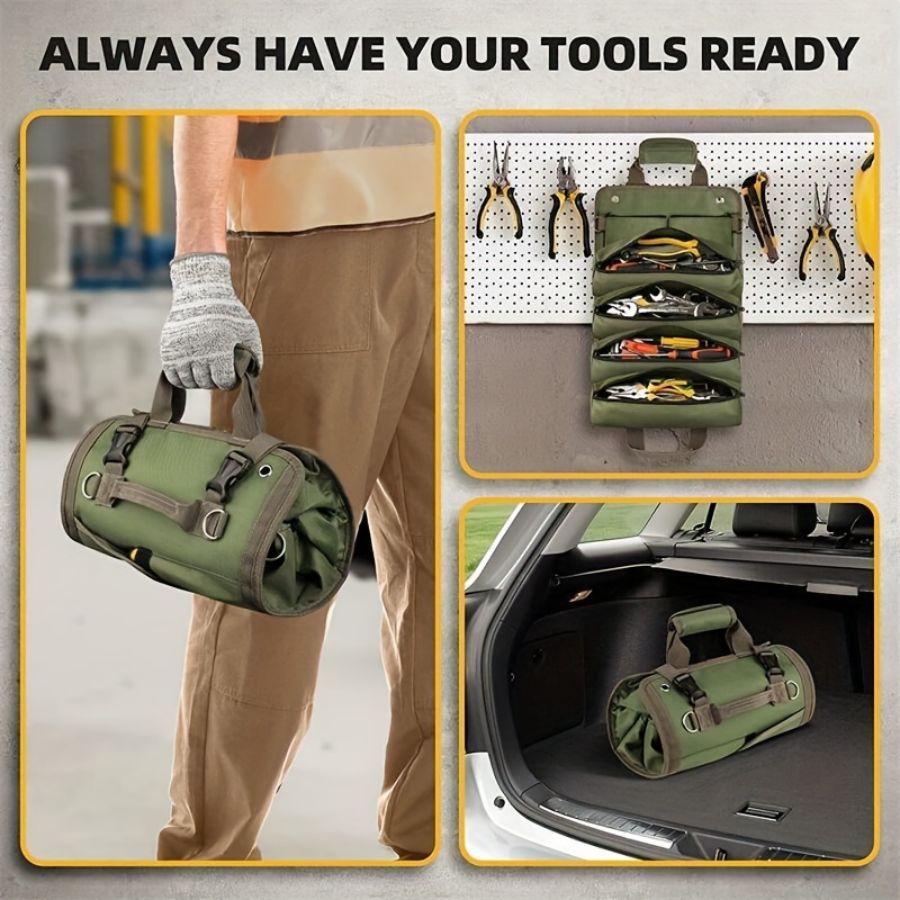 Multi-Functional Roll-Up Tool Organizer - Versatile Storage Bag for Tools & Hardware EDC