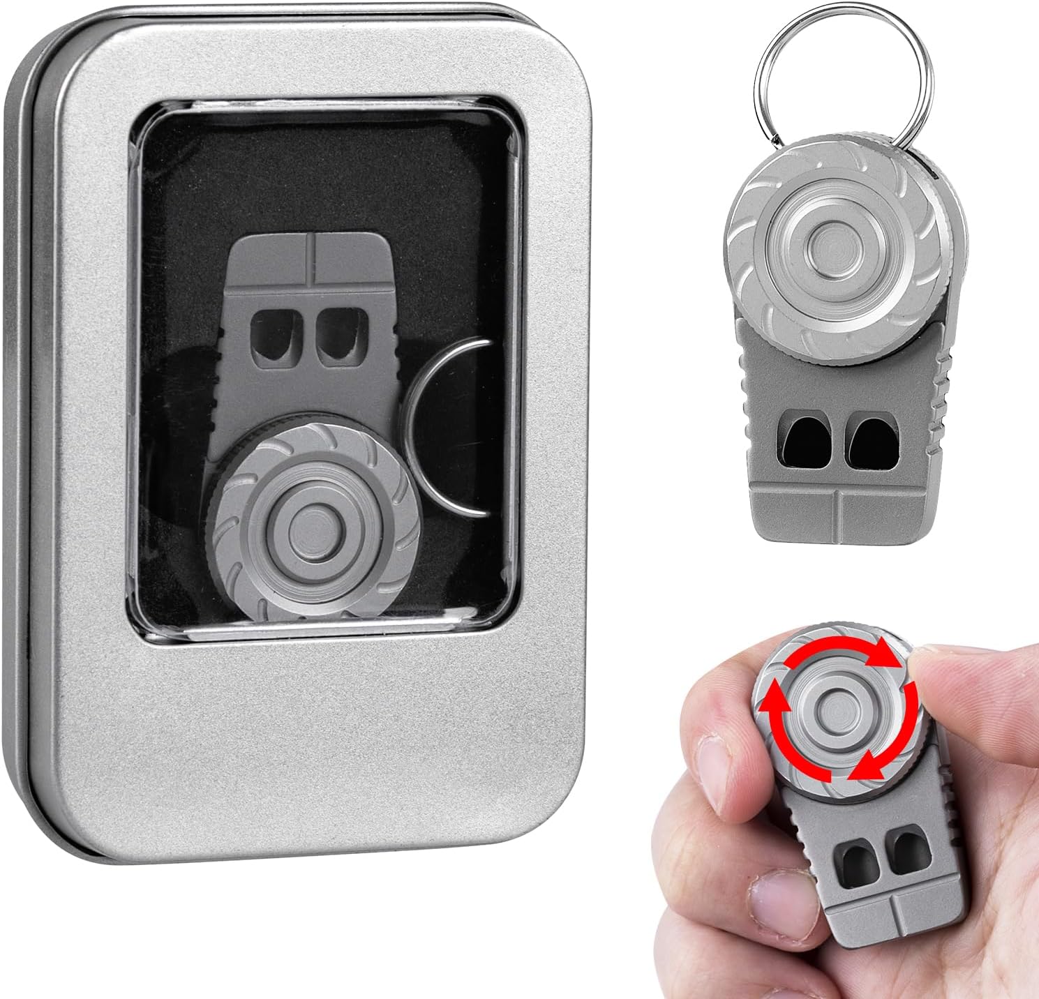 SonicSpinner Titanium Emergency Whistle - 120dB Survival Whistle with Fidget Spinner