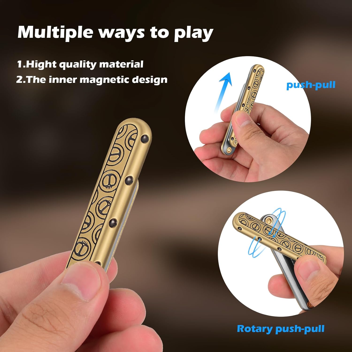 PushBar Magic Metal EDC Fidget Slider - Zinc Alloy Stress Relief Tool