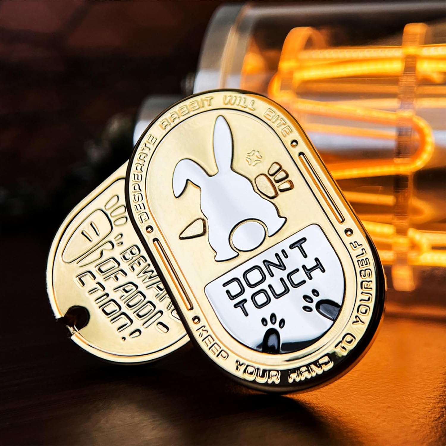 Fidget Slider Stainless Steel Bunny Engraving Ding Sound Multi-Directional EDC Stress Relief ADHD