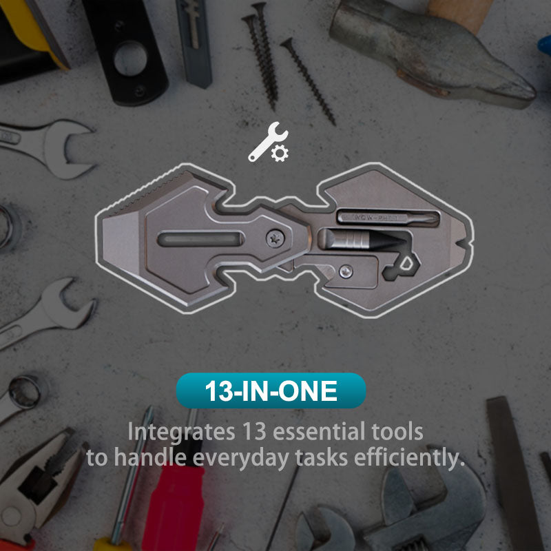 Flounder 2.0 Titanium EDC Pendant - 13-in-1 Multi-Tool Keychain