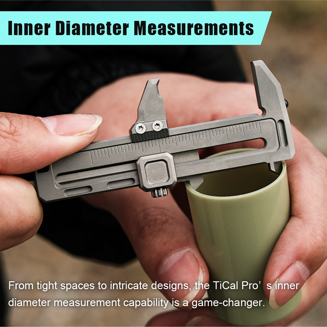 TiCal Pro GR5 Titanium Mini Caliper - 9-in-1 Multi-Function EDC Measurement Tool