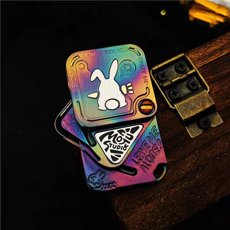 Fidget Slider – Rabbit Snap Side-Push Stainless Steel EDC Collectible Attitude Toy