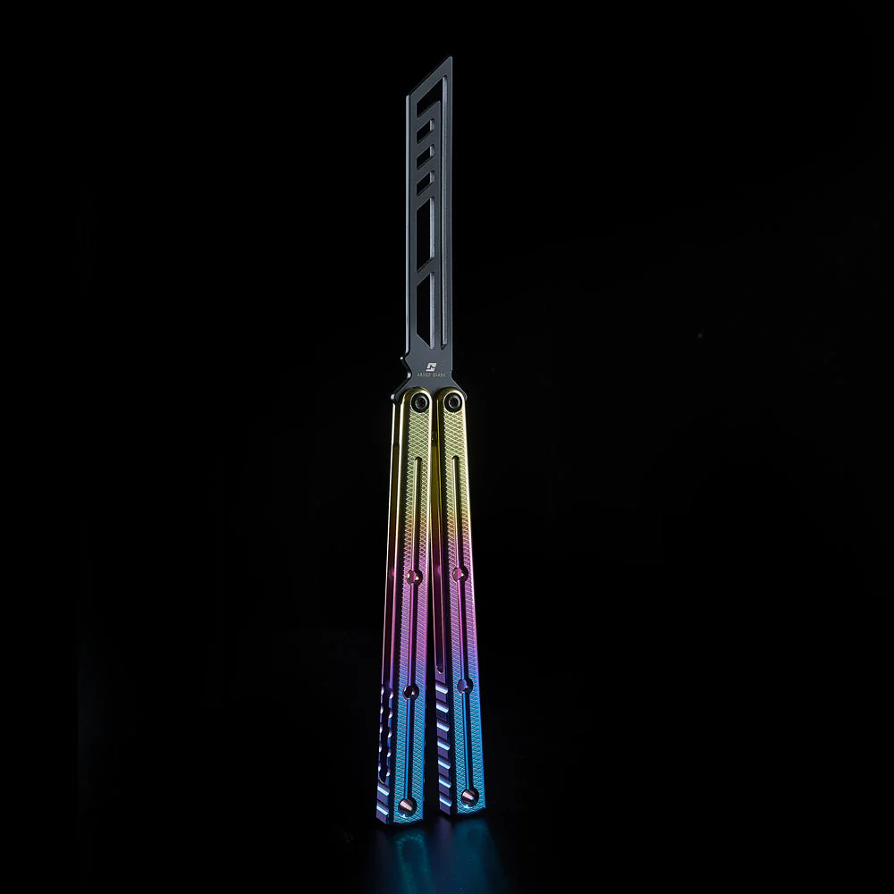 Krake Raken V3 Titanium Balisong Trainer - Armed Shark Premium Butterfly Knife Flipper