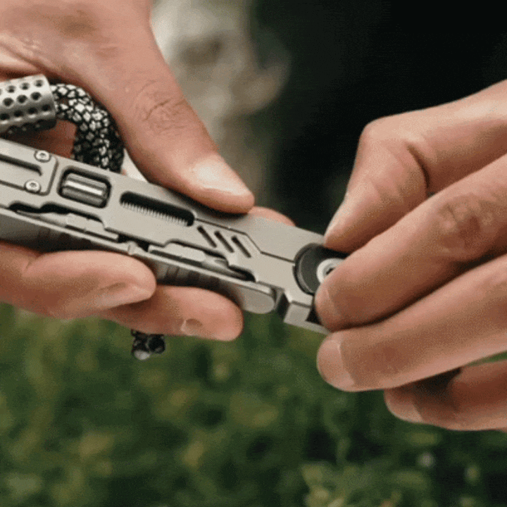 PryMax 2.0 Titanium All-in-1 Multi-Function Pry Bar - GR5 with 12 Tools & 5 Tritium Slots EDC