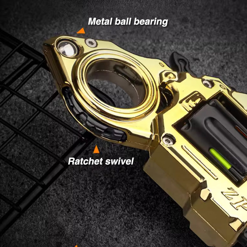 Pocket Flash Alloy Revolver Toy Gun - LED Light Metal EDC Fidget with Soft Darts
