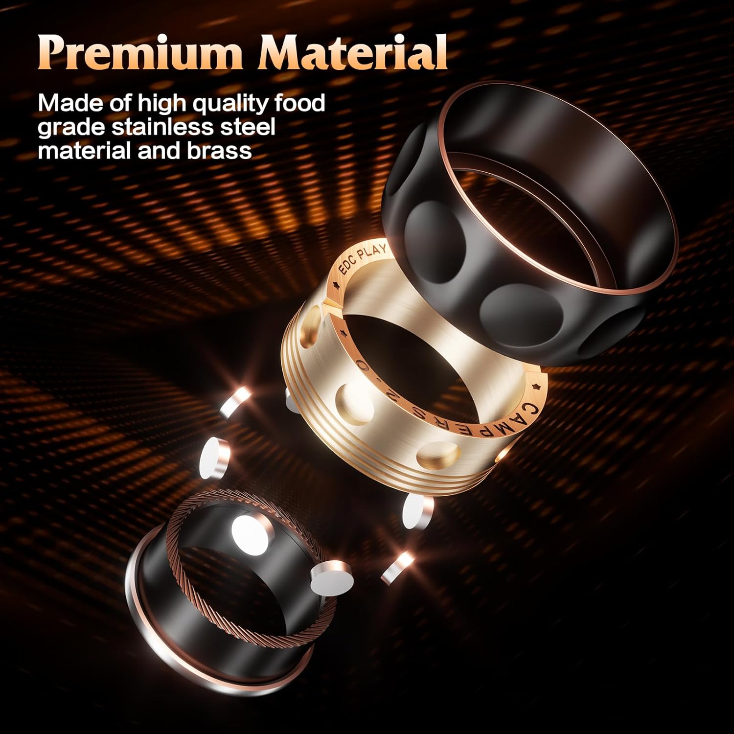 RelaxiSpin Magnetic Fidget Rings - Stainless Steel & Brass Spinner Rings
