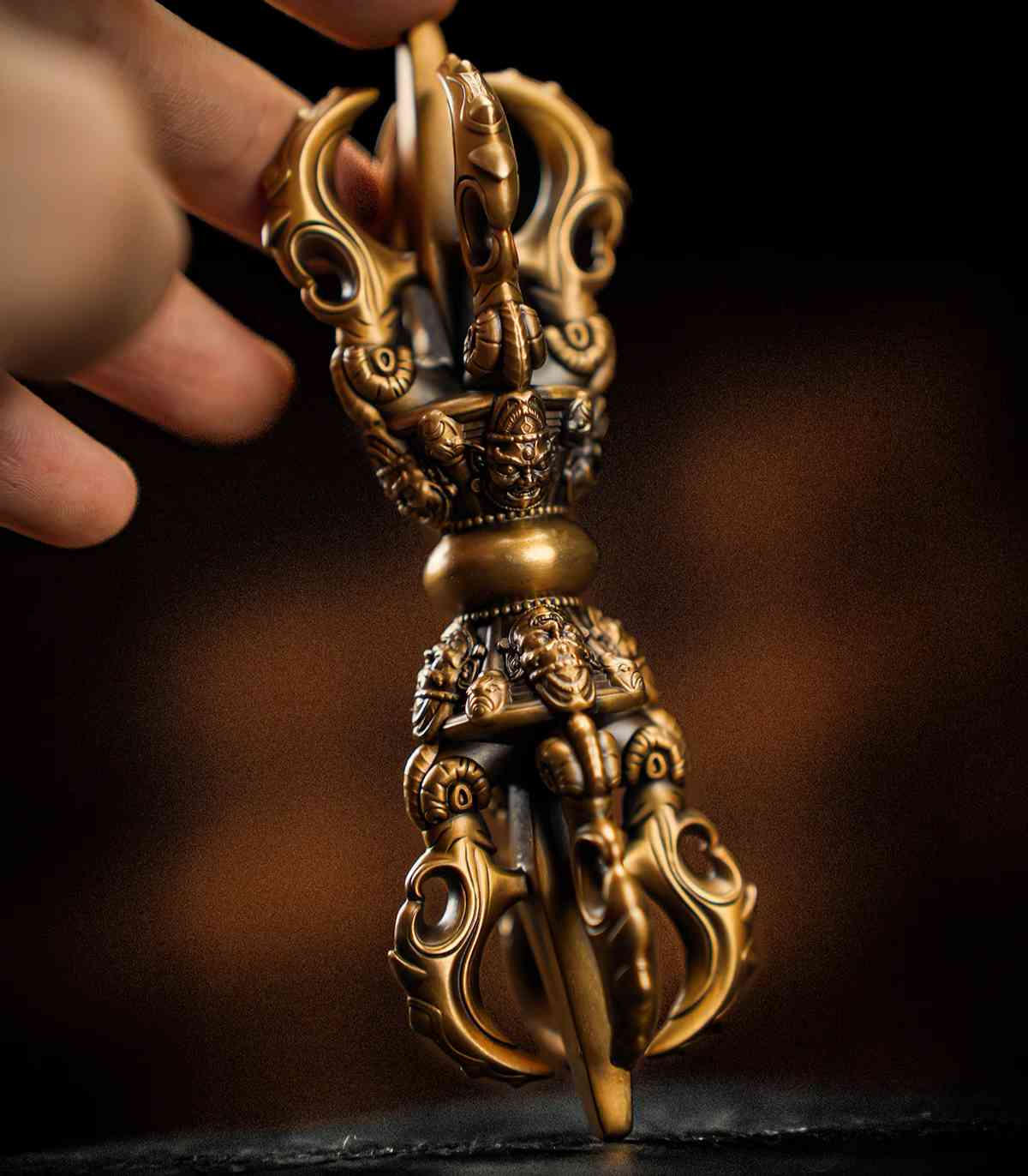 Pala Dynasty Five-Pronged Vajra - Wrathful Padmasambhava Bronze Replica