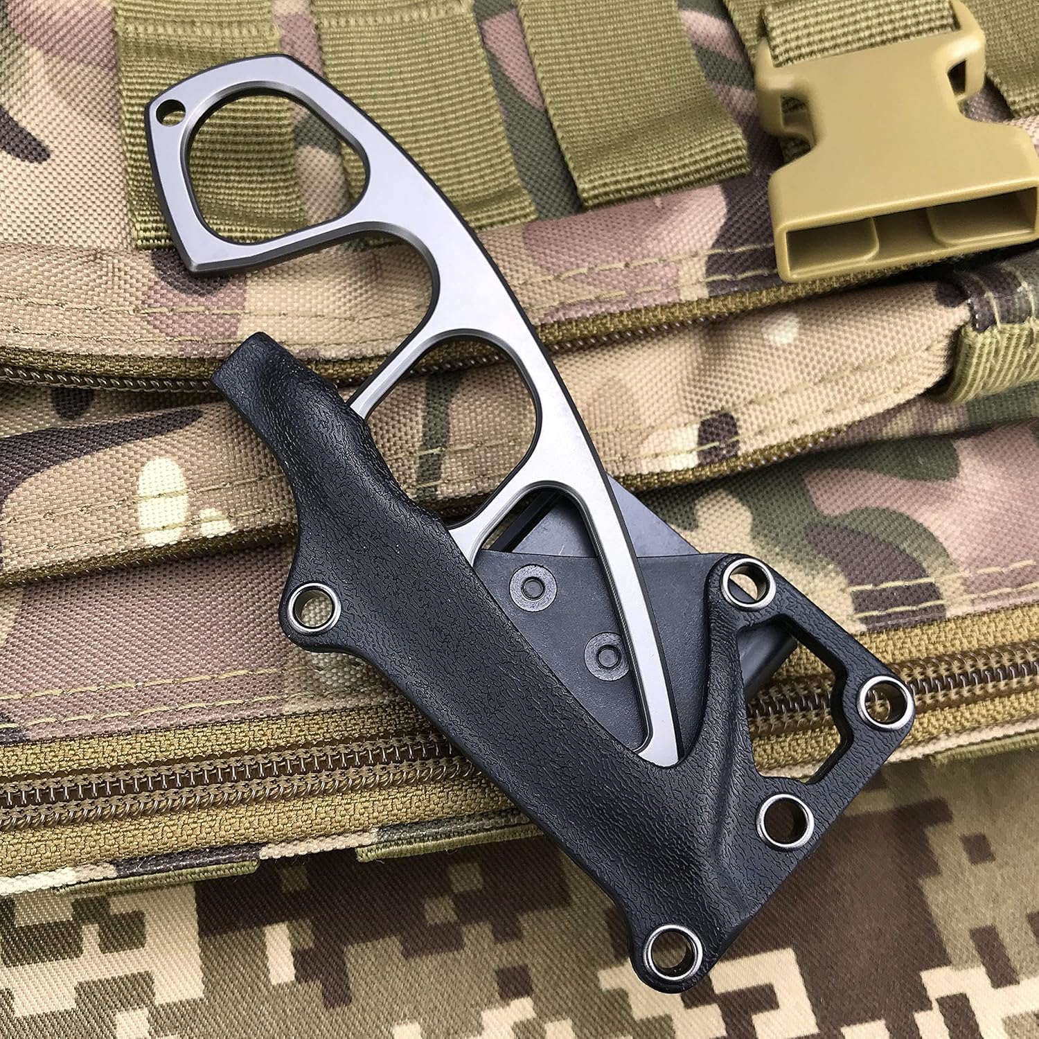 Fixed Blade Knife Camping Knife 440C Steel Titanium Oxide Coating Multi-Grip EDC Survival Knife