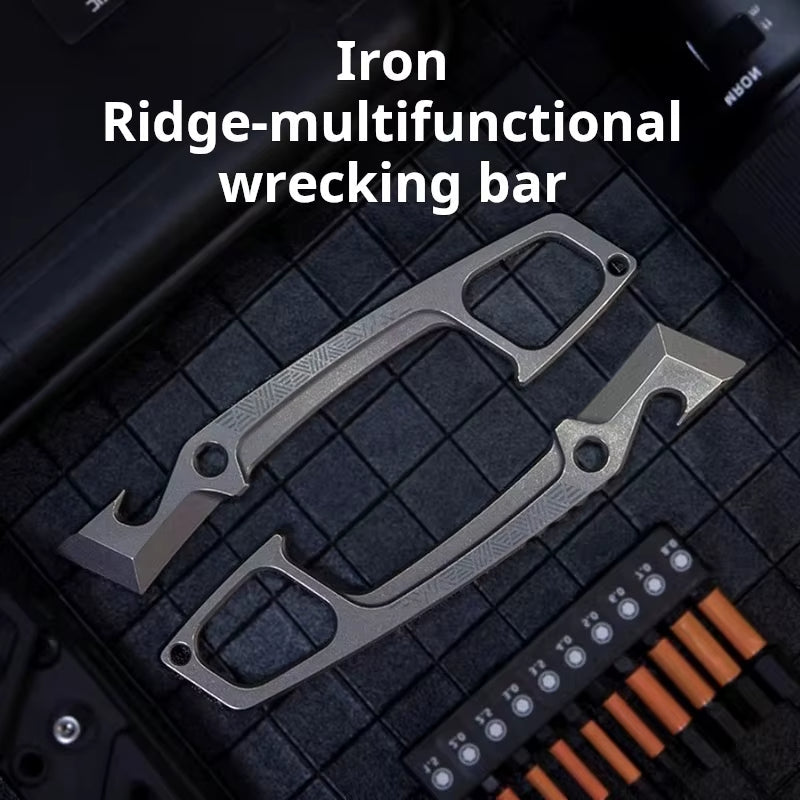 Ironclad Pry Titanium Multi-Tool Bar - TC21 Alloy 7mm Thick with Stonewashed Finish EDC